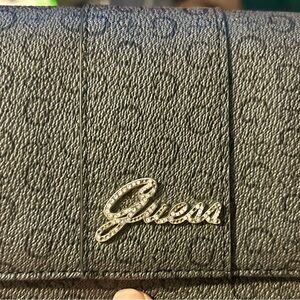 Guess Abbas SLG Slim Clutch Black Textured Trifold Wallet